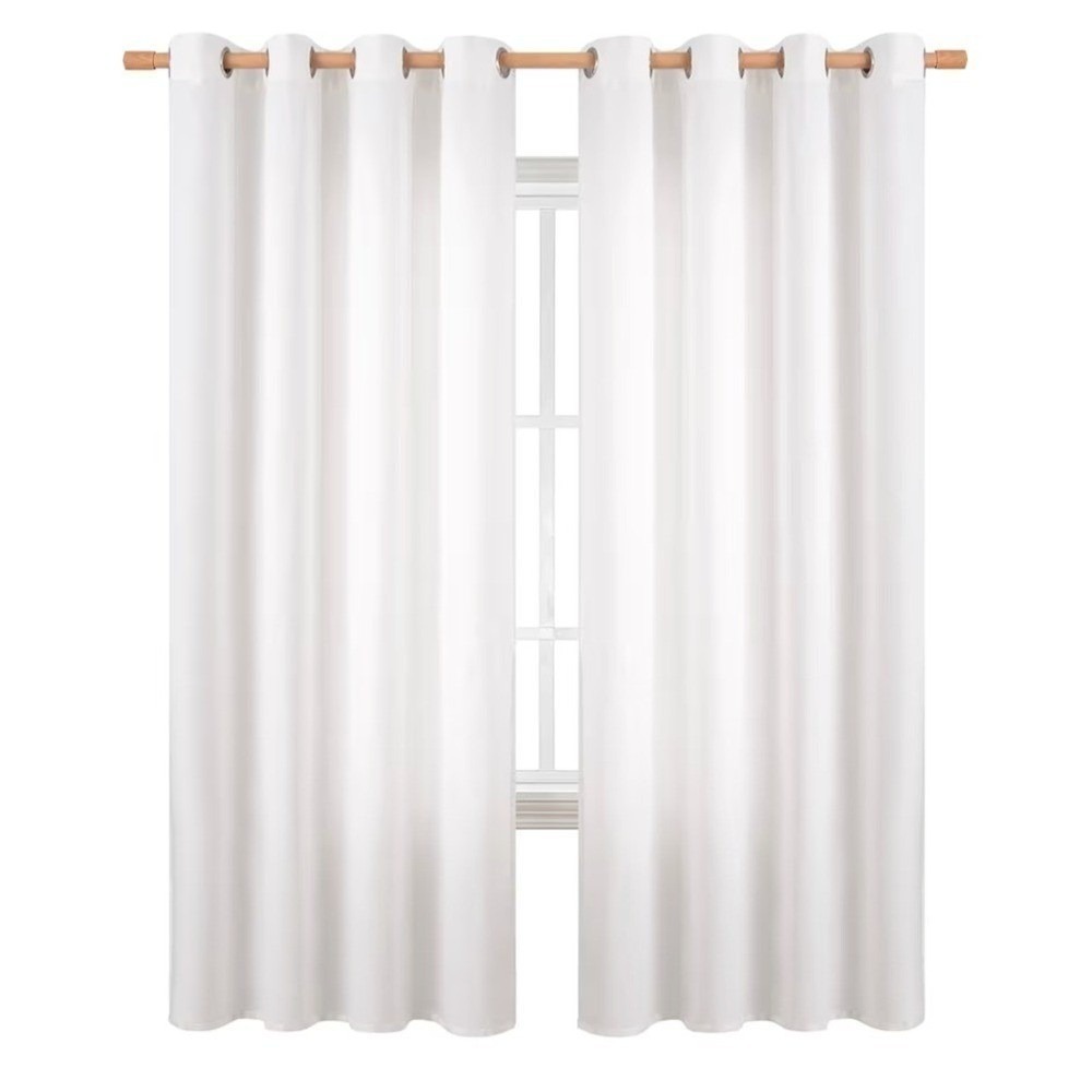 BGment White Linen Curtains 52 x 95" Long Light Filtering 2 Panels tab back